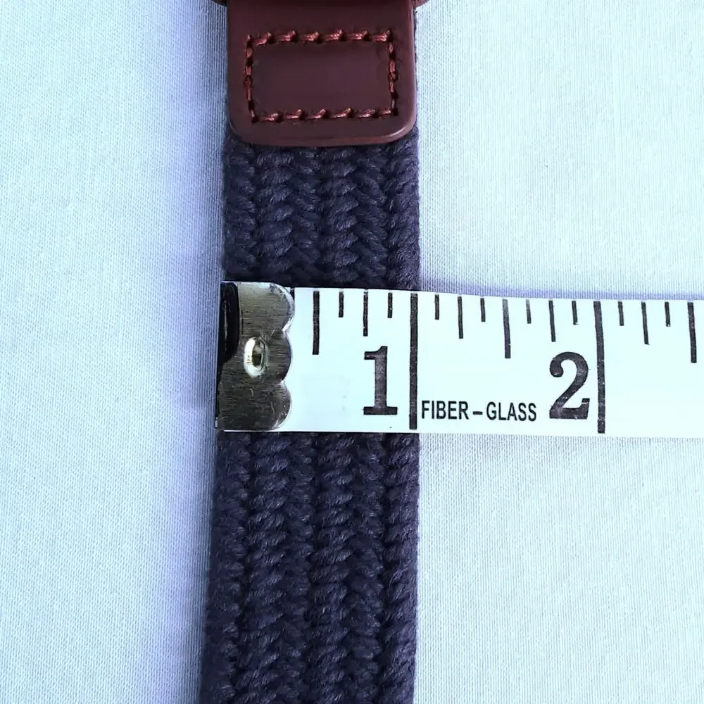 💎Crewcut Boys Braided Elastic Belt Size Medium Navy Blue Bungee Brown Leather